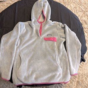 Patagonia pullover, hooded jacket.